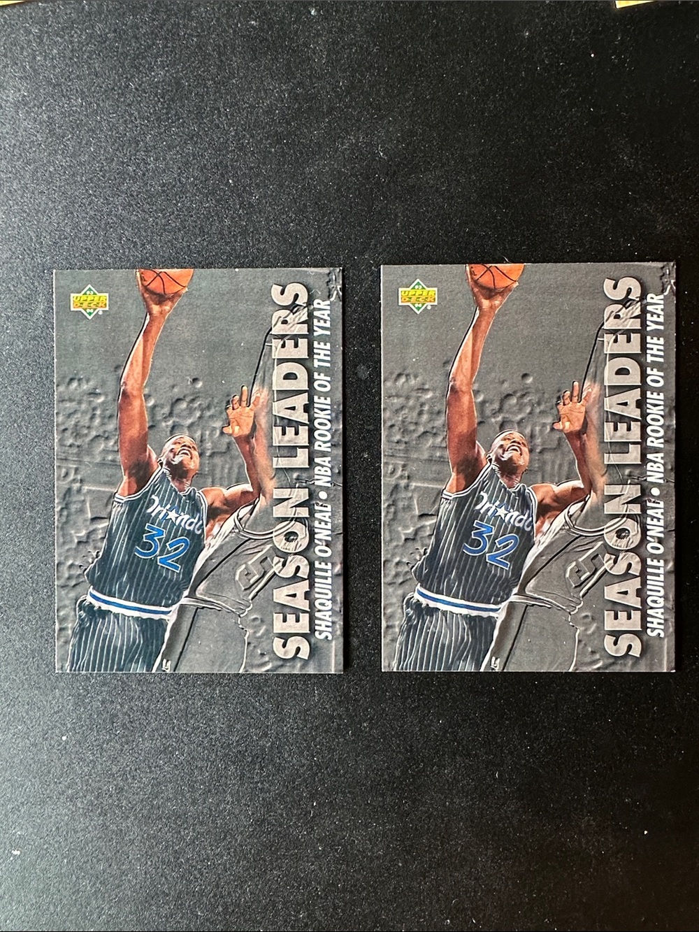 2x 1993 Upper Deck Shaquille O'Neal Season Leaders - Rookie of the Year Edition!